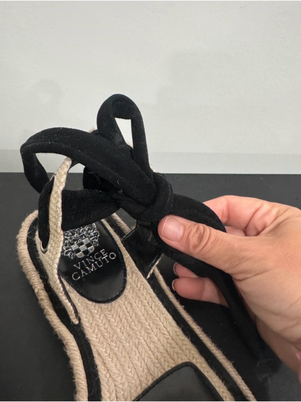 Vince Camuto Black Braided Ankle-Strap Espadrille Sandals - Picture 4 of 6